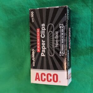 ACCO Jumbo Premium Paper Clips 100 Count New